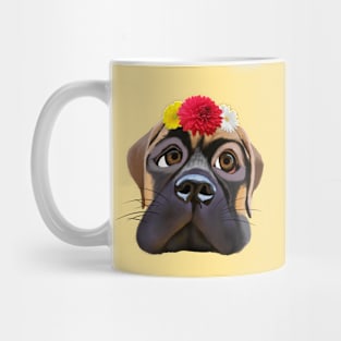 Big-Eyed Funny Bulldog With A Flower Crown Mug